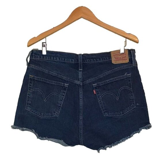 Levi's 501 Cutoff Jean Shorts Women Size W33 Dark Wash Raw Edge Western Country - Picture 16 of 16